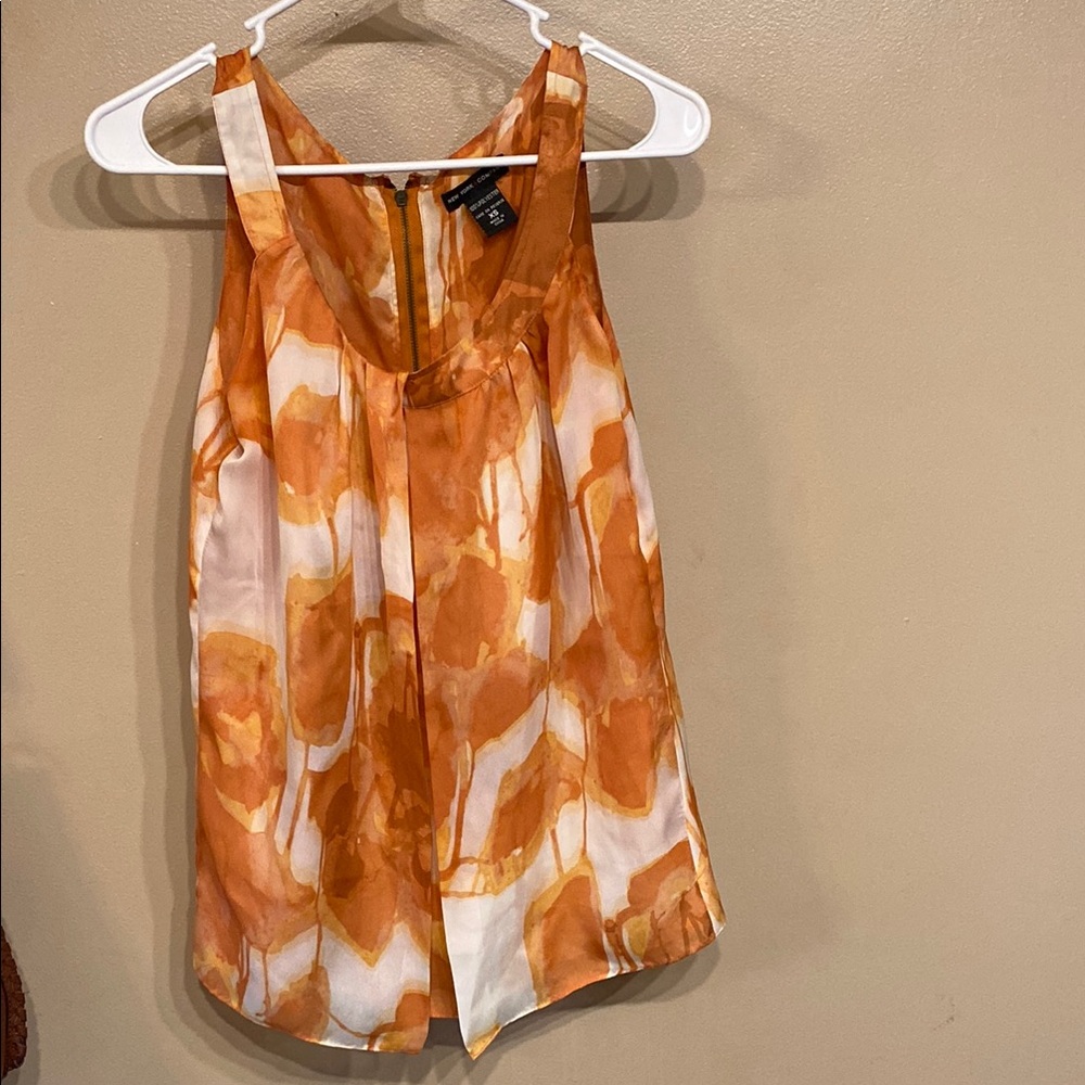 New York & Company Asymmetrical Orange Tank Top